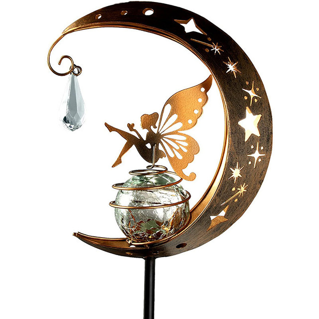 Outdoor Waterproof Metal Solar Angel Moon Light for Pathway Lawn Garden Courtyard square Decoration