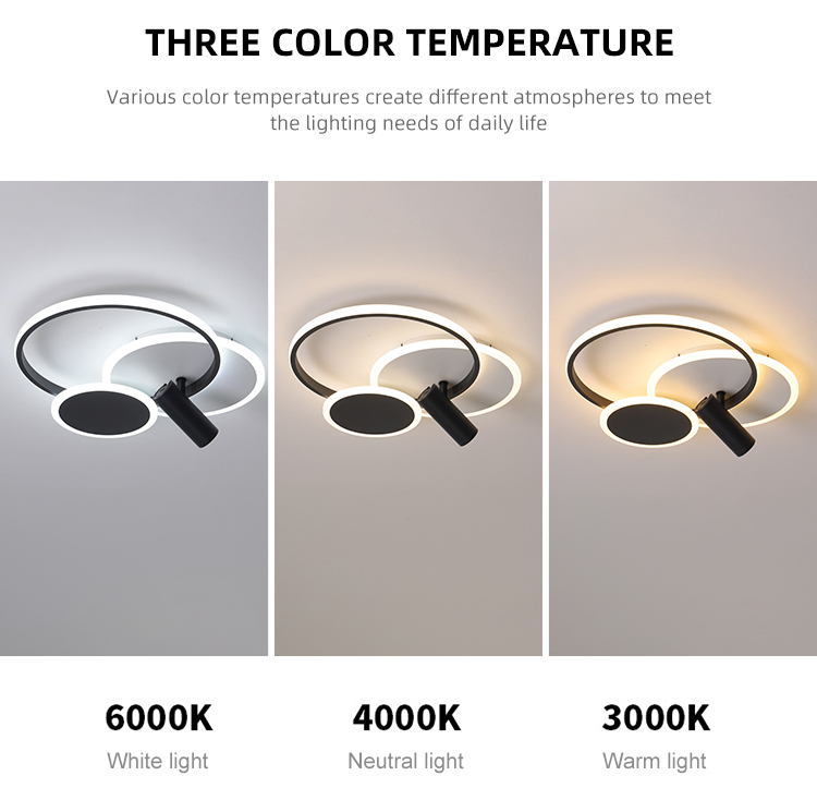 New Design Lighting Dimmable Kids Room Aluminum Black Modern Led Ceiling Lights For Living Room