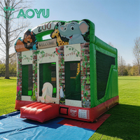 AOYU Château Gonflable Commercial Dragon PVC 4x4m 500kg avec Toboggan et Bannières Colorées pour Mariages, Fêtes et Jeux
