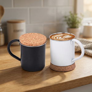 Custom Premium Design Enamel <b>Mug</b> with Cork Lid Metal Construction 400ml Unique Style Coffee <b>Latte</b> <b>Mug</b> for Home Office Travel - Product Image 1