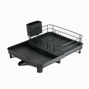 Organizador de cocina de metal Estante para platos con soporte para utensilios Escurridor de platos extensible - Product Image 2