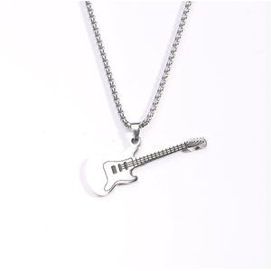 Personnalité créative européenne et américaine à la mode pour hommes Mini pendentif guitare rock collier en <span class=keywords><strong>acier</strong></span> <span class=keywords><strong>inoxydable</strong></span> bijoux - Product Image 1