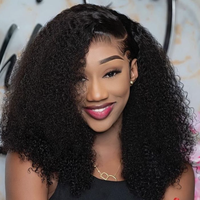 Perruque Frontale Bouclée Afro Kinky Duveteuse 13x4 en Dentelle HD Pré-Épilée, 100% Cheveux Humains pour Femmes Noires
