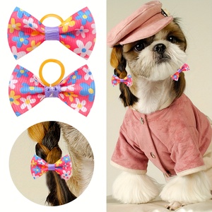 KingHon 50 piezas/bolsa Lindos Lazos para Mascotas, Lazos Pequeños para Perros, Lazos para el Pelo, Accesorios para la Cabeza, Flores Pequeñas - Product Image 2