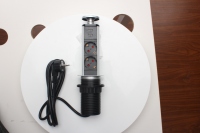 Prise de courant escamotable manuelle avec 2 prises italiennes et 2 ports USB de charge pour bureau, cuisine, salle de conférence