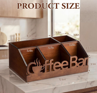 Organizador de Estação de Café para Bancada: Suporte de Cápsulas de Café e Cesto de Armazenamento para Condimentos em Madeira
