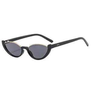 2023 Latest Designers Unisex China Wholesale Oversized Cat Eye Half Frame Glasses Unique Sunglasses Retro