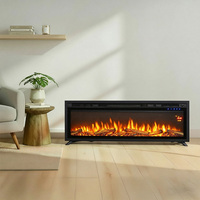 Cheminée électrique murale encastrée multifonctionnelle moderne pour hôtel et maison, en métal ultra fin de 50 pouces, effet de flamme LED