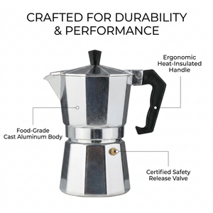 <span class=keywords><strong>Cafetera</strong></span> Exprés Clásica Kingze de Aluminio de Alta Calidad para Estufa, Portátil de 1/2/3/6/9/<span class=keywords><strong>12</strong></span> <span class=keywords><strong>Tazas</strong></span>, Greca <span class=keywords><strong>Italiana</strong></span> - Product Image 4