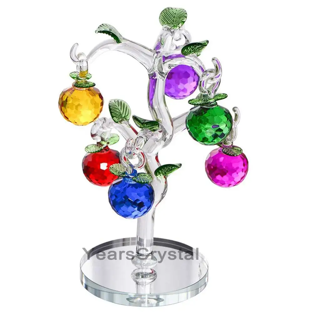 Árvore de maçã estilo europeu de 7 polegadas, cristal para decoração de casa, quarto, escritório, bar, festa, casamento