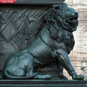 La vida al aire libre tamaño antiguo escultura Animal grande de bronce León estatuas con bola para jardín - Product Image 4