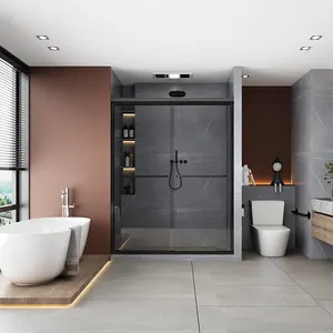 Seawin shower glass aluminium rel tersembunyi 304 stainless steel roller geser ruang shower kamar mandi penutup