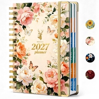 Organiseur personnalisable 2027 avec couverture en tissu/PP, planificateur de gestion du temps, une page par jour, reliure spirale
