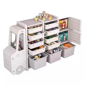 Multi-functional cartoon car shape detachable plastic kids' storage cabinet