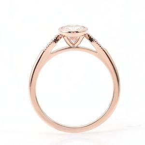 แหวนแต่งงาน/หมั้น ทองคำแท้ 18K 14K 10K โรสโกลด์ สไตล์วินเทจ ประดับเพชรโมอิสซาไนต์ทรงรี ตัวเรือนแบบฝังขอบ สำหรับผู้หญิง - Product Image 2