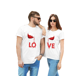 Camicia di coppia di cotone di alta qualità t-Shirt di san valentino abbinata t-Shirt personalizzata digitale allentata accogliente manica corta all'ingrosso - Product Image 1