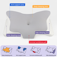 Oreiller en mousse à mémoire de forme à rebond lent, design papillon, pour la protection du cou, soins de santé, oreiller cervical orthopédique en mousse