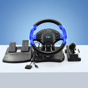 <span class=keywords><strong>Volante</strong></span> <span class=keywords><strong>de</strong></span> Carreras con Motor <span class=keywords><strong>de</strong></span> Vibración Programable 7 <span class=keywords><strong>en</strong></span> 1 OEM, Pedal Lineal, Compatible con <span class=keywords><strong>PS2</strong></span> - Product Image 1