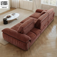 Canapé en tissu texturé brun foncé italien, dossier à niveaux et sièges extra profonds, canapé modulable pour grand salon et espace ouvert