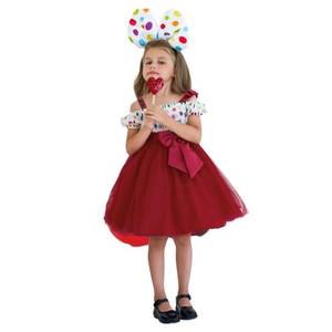 Vestido de Tul Rojo para Niña, Estilo Boutique, con Hombros Descubiertos y Estampado de Puntos, para Halloween, Venta al Por Mayor - Product Image 5
