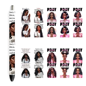 Vinilos Decorativos UV DTF con Diseño <span class=keywords><strong>de</strong></span> Chica Negra Rezando con Versículo Bíblico, Listos para Aplicar, Resistentes al Agua, <span class=keywords><strong>de</strong></span> Alta Calidad - Product Image 1