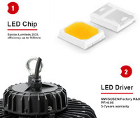 Lampu Teluk tinggi LED 200W, 150W 100W 240W 3 warna dapat diisi ulang garansi 5-7 tahun 160lm Per Watt ETL DLC CE IP65