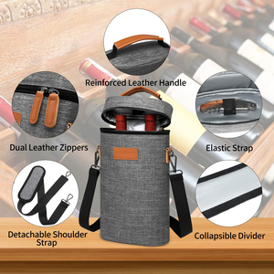 Tùy Chỉnh Sang Trọng Xách Tay Rượu Vang Tote Thời Trang Cách Điện Leakproof Rượu Vang Túi Lạnh Cho Rượu Vang Đỏ Chai Để Mang Cho Phụ Nữ - Product Image 4