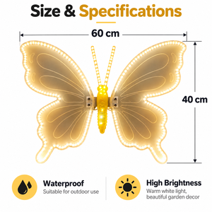 Lampe de jardin LED imperméable en forme de papillon, lampe décorative extérieure à haute luminosité pour pelouse, cour, patio, jardin - Product Image 2