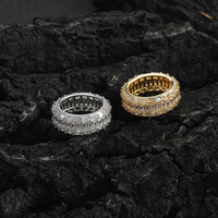 Bague en laiton Hip Hop avec zircon de 9 mm pour hommes