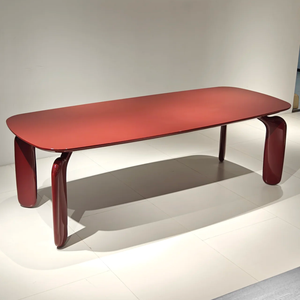 Nouveauté : Meubles de salle à manger nordiques, tables à manger <span class=keywords><strong>en</strong></span> <span class=keywords><strong>bois</strong></span>, design de <span class=keywords><strong>table</strong></span> à manger avec peinture rouge - Product Image 1