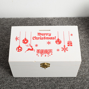 Caja de Almacenamiento Navideña Rectangular de Madera Blanca con Diseño Rojo para Empaque de Regalos Navideños - Product Image 2