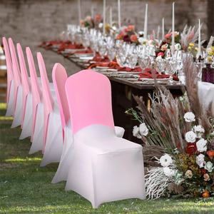 Factory Direct Pink Spandex Elastic Stretch <b>Chair</b> Covers for Wedding Banquet Party Events Custom Design Half Back <b>Chair</b> Cover - Product Image 1