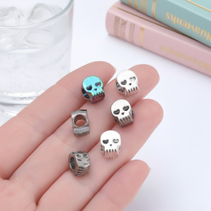 Cuentas espaciadoras de calavera de aleación Zijin, plateadas envejecidas y negras, de siete colores, accesorios de joyería DIY para la fabricación de pulseras y collares - Product Image 4
