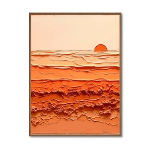 Contemporary Abstract <b>Canvas</b> Wall Art Sunset Texture Waves Hand-made Acrylic Modern Home Decoration - Product Image 5