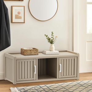 Zapatero de MDF Impermeable y Resistente a los Rayos UV, Banco de Almacenamiento de Diseño Minimalista, Estantes Ajustables para Interiores/Exteriores, para Entrada o Pasillo - Product Image 2