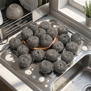 Éponge à récurer puissante en laine d'acier inoxydable pour casseroles et nettoyage - Product Image 1