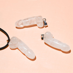 Pierre Naturelle Mini Pénis Collier Quartz Cristal Guérison Artisanat Dick Collier Testicule Organe Spirituel Pendentif Collier Bijoux - Product Image 5