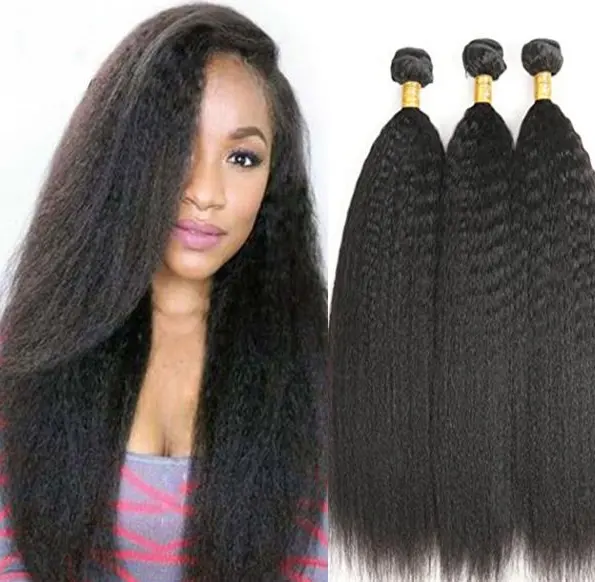 100 Unprocessed Raw Virgin Brazilian Kinky Straight Hair 3 Bundles Remy Human Hair Weave Yaki Hair Bundles With Closure