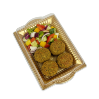 Plateau en plastique pour la restauration JS-0072, vente en gros, qualité alimentaire, petit plateau pour desserts, pâtisseries, cornichons, salades, apéritifs, avec couvercle transparent