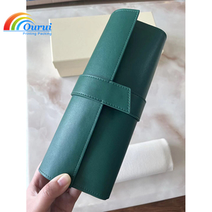 High Quality Custom Logo Leather <b>Watch</b> Roll Portable Travel <b>Watch</b> Organizer with Elegant Green Factory Direct - Product Image 5