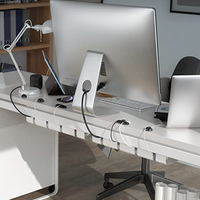 Organisateur USB étanche, support de multiprise métallique sans perçage, plateau de gestion des câbles sous le bureau pour la maison et le bureau debout