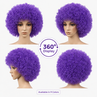 Perruque Courte Afro Bouclée Synthétique 9 Couleurs, Vente en Gros Direct Usine, Unisexe, pour Cosplay de Clown, Fête, Halloween, Carnaval, Déguisement