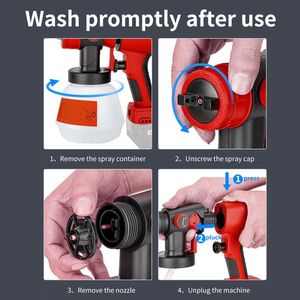 Pulvérisateur de peinture sans fil de remplacement pour batterie <span class=keywords><strong>Milwaukee</strong></span> 20V Max, pulvérisateur de peinture électrique à main avec récipient de 1000ml pour la maison - Product Image 4