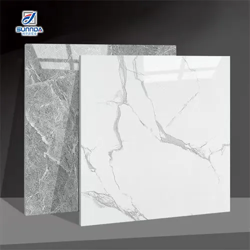 Telhas de porcelana polida, acabamento brilhante glazed de mármore cerâmico branco cinza vidro digital vidro de porcelana