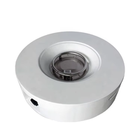 Brasero rond en béton gris clair au gaz naturel de 30 pouces, table de feu extérieure avec design écologique pour le camping et le chauffage extérieur