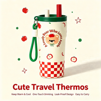 Mug isotherme en acier inoxydable 316 de 19 oz, esthétique, grande capacité, tasse à café motif dessin animé, tasse à paille pour les déplacements, personnalisable