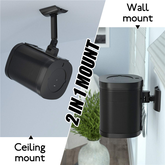 2 in 1 Speaker Wall Bracket for Sonos One / SL Tilt & Swivel 180 Degree Adjustments Ceiling and Wall Mounting Bracket