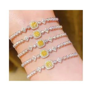 Pulsera de tenis Xinfly de oro puro de 18 quilates con diamantes amarillos naturales, pulseras y brazaletes de diamantes de primera calidad - Product Image 1