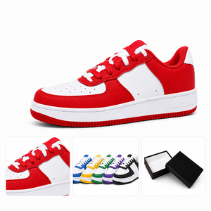 Baskets de skate unisexes bicolores en PU à lacets, doublure en mesh, multicolores, semelle plate antidérapante, chaussures de marche quotidiennes pour la rue, en stock - Product Image 6
