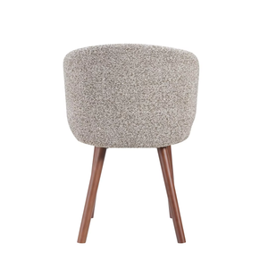 Chaise d'appoint moderne et contemporaine en similicuir rembourrée avec dossier rond en forme de tonneau et base en bois robuste pour appartement, salle à manger, maison - Product Image 3